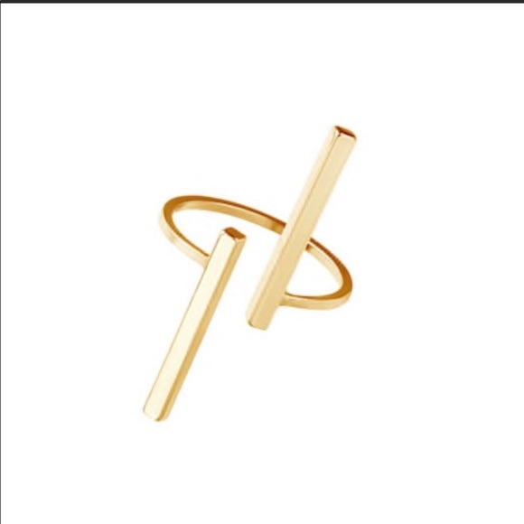 🌹3/$10 Double Gold Bar Geometric Trendy Boho Ring - Picture 3 of 3